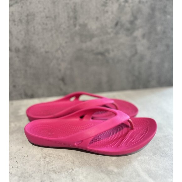 Crocs Kadee II Women Shoes Pink Sz 8 Toe Thong Comfort Slides Sandals - Picture 3 of 9